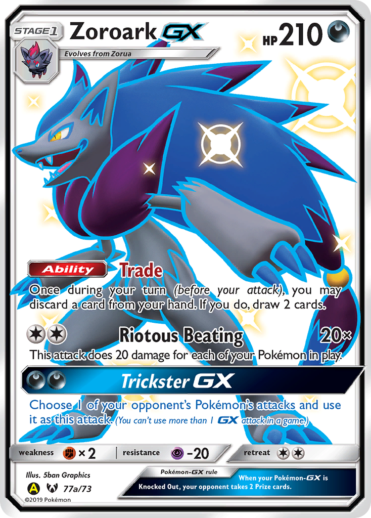Shining Legends Zoroark GX #77a/73 Alternate Art
